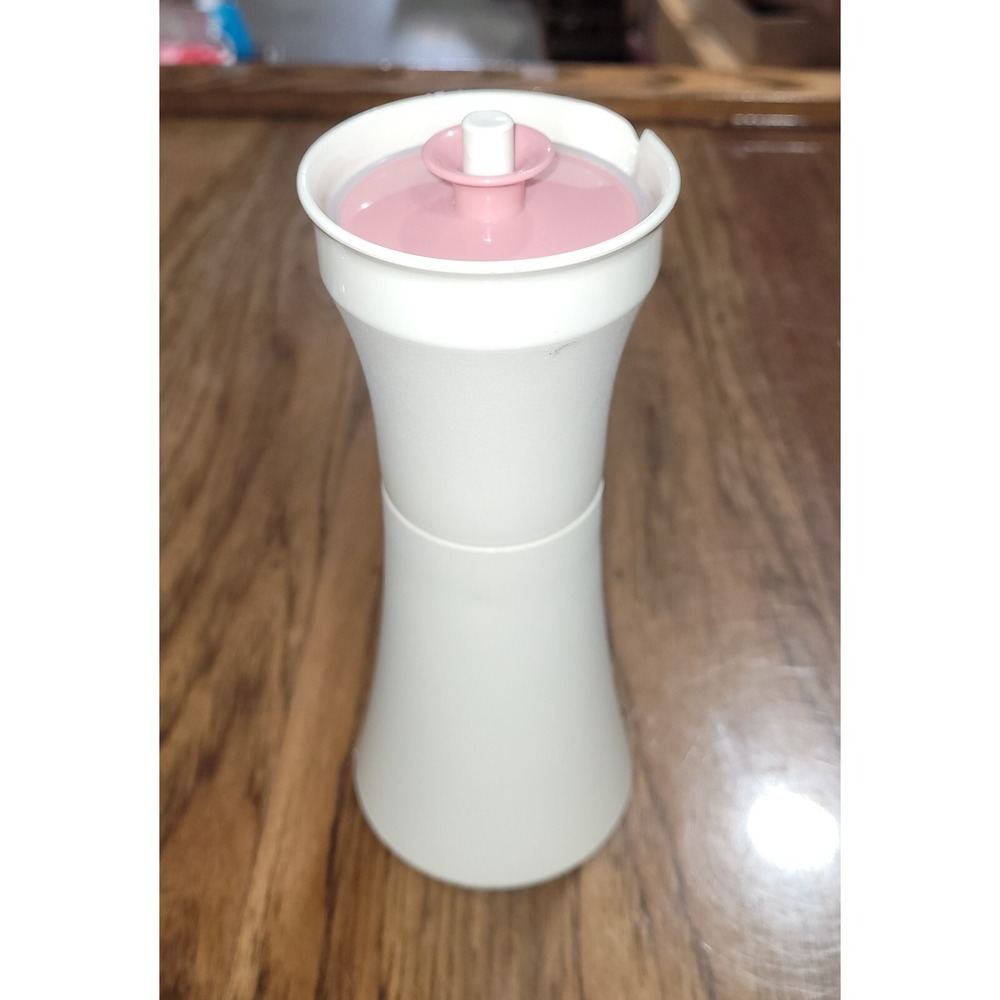 Tupperware Hourglass Oil Vinegar Salad Dress Cruet Rose Mauve Pink Pop Top #1246